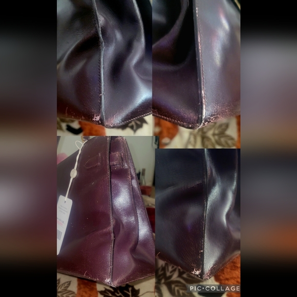 🦄 Vintage 1964 Hermes Kelly Burgundy Boxcalf Sellier 32 ☆Both Plaques Stamped☆ - Picture 8 of 17
